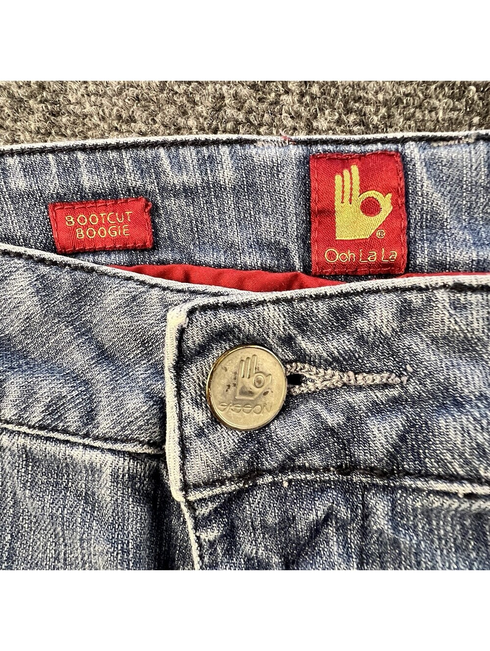 Vintage Y2K Sasson Bootcut Jeans Womens 12 Embroidered Wing Pockets Faded 33x31 - Picture 9 of 13